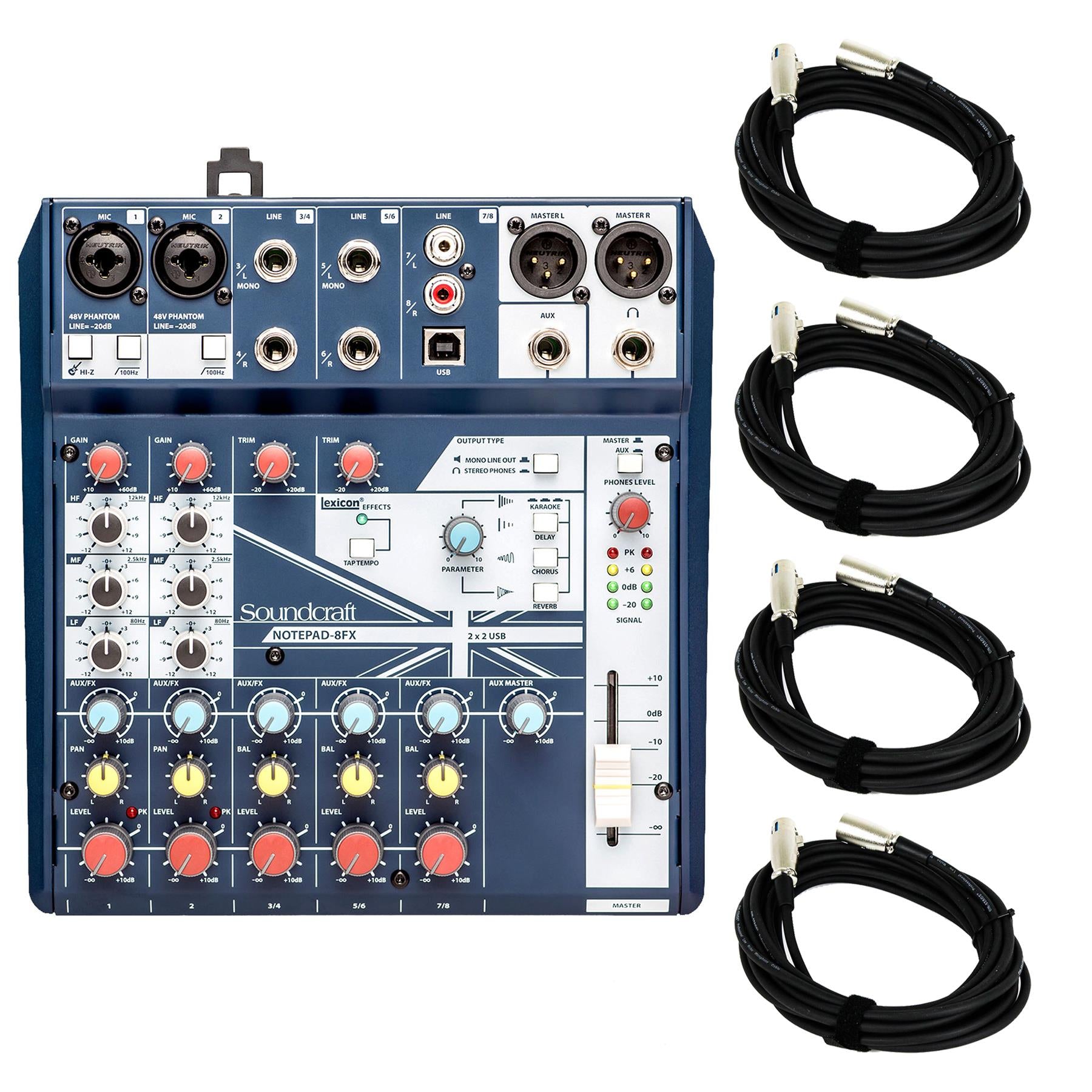 Soundcraft Notepad 8FX Mixer w/ 4 XLR Cables Bundle – Pixel Pro Audio